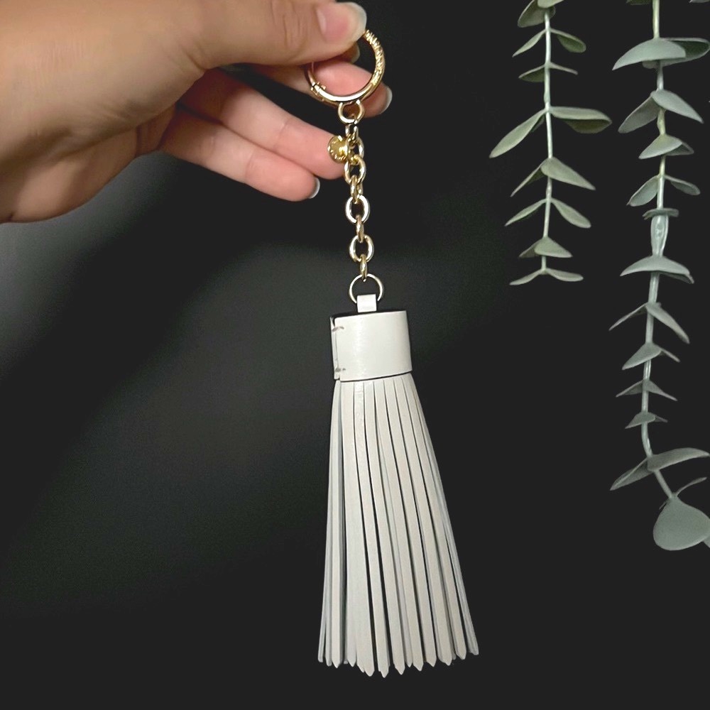 Michael Kors Optic White Leather Tassel Bag Charm